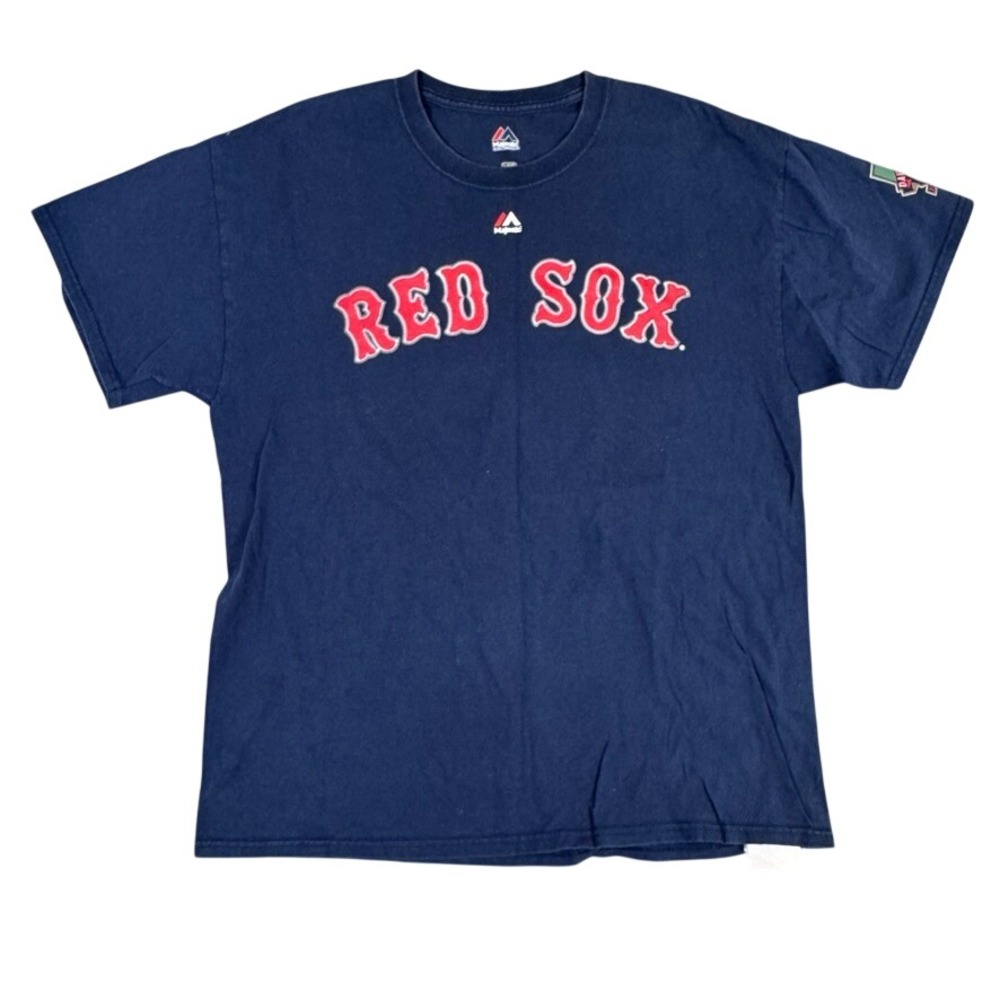 Majestic Boston Red Sox David Ortiz 34 Final Season T-Shirt Navy Blue Mens L